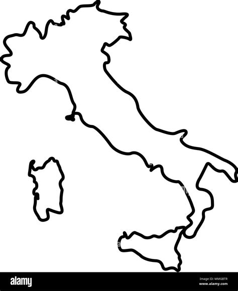 Vector Illustration Of Black Outline Italy Map Stock Vector Images