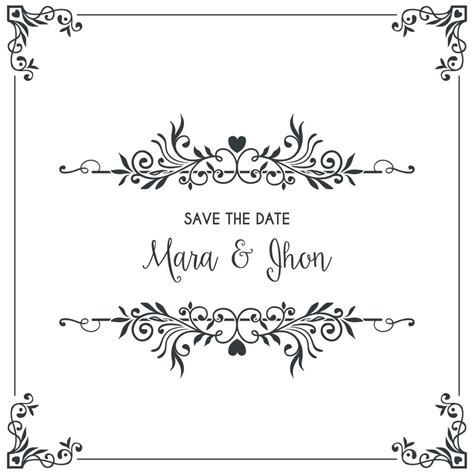 Free Vector Wedding Card Invitation With Frame