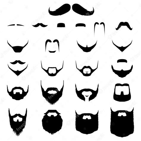 Premium Vector Set Of Mustache And Beard Hipster Variation