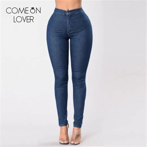 buy comeonlover solid skinny pencil push up jeans with pocket casual workout