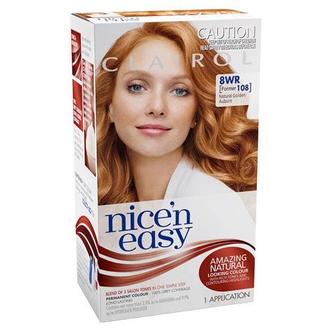 The medium auburn hair color chart help you to be unique in everyday life and in formal dress. Clairol Nice 'N Easy 108 Golden Auburn Permanent hair ...