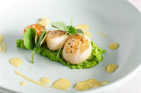 Seared Scallops With Pea Puree And Butter Sauce Recipe Pureed Food