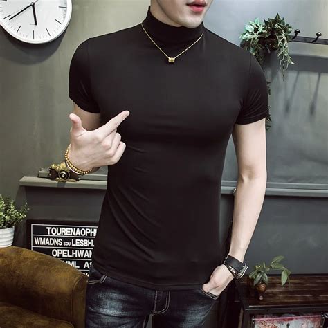 2018 New Arrival Fashion Casual Solid Color Short Sleeve Turtleneck