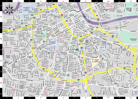 Nashville Street Map Street Map Of Nashville Tennessee Usa