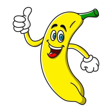 Cara De Sonrisa De Dibujos Animados De Plátano Con El Pulgar Hacia