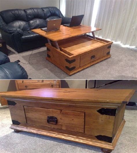 Reclaimed oak large rectangle wood coffee table with lift top. DIY Turner Lift Top Coffee Table | Home Design, Garden ...
