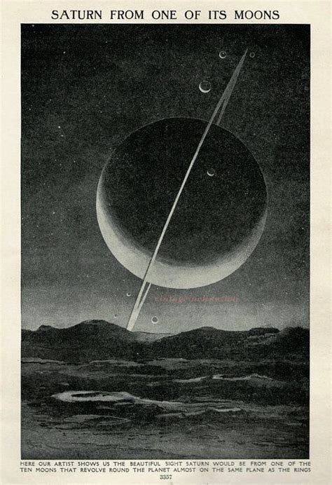 Saturn From One Of Its Moons 1920 Astronomy Space Star Chart Etsy
