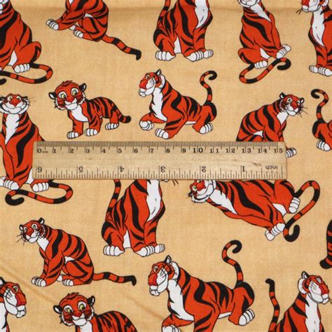 Tiger Printed Fabricyellow Cotton Fabricfabric Etsy