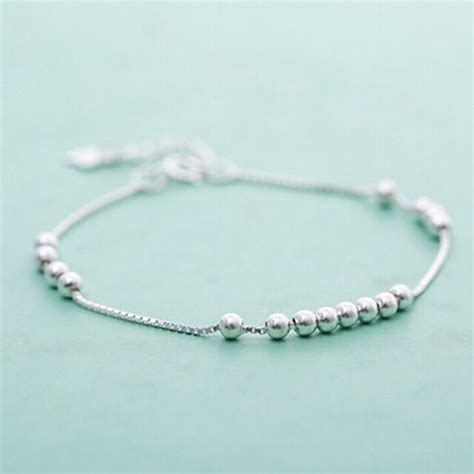 Women Silver Beads Bracelets Charm Minimalism Jewelry Best T For