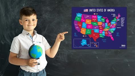 Buy Safety Magnets Map Of Usa States And Capitals Poster Laminated