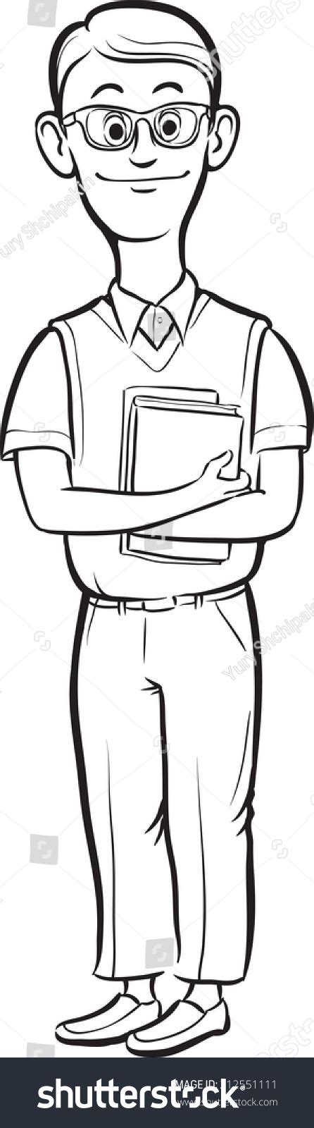 Whiteboard Drawing Cartoon Nerd Man Smiling Stock Illustration 212551111