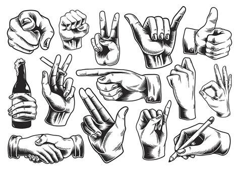 Collection Of Illustrated Hand Signs Premium Vector Rawpixel