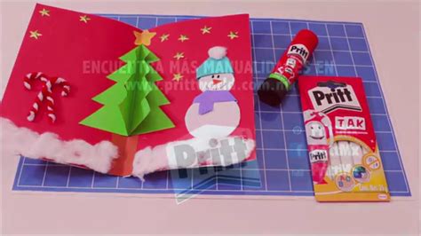 Una tarjeta navideña es una tarjeta de felicitación que se adorna de una manera que celebre la navidad. Tarjeta de Navidad 3d con Pritt - YouTube