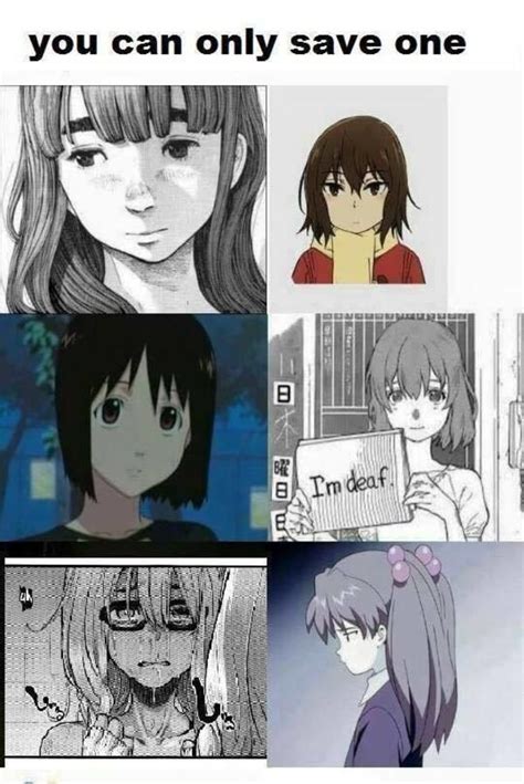Some Anime Characters With Different Expressions On Their Faces And The Caption Says You Can