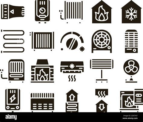 Heating And Cooling Collection Vector Icons Set Stock Vector Image