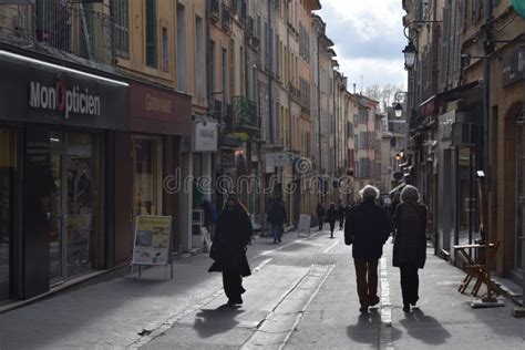 Older Couple Companionship On Rue Des Cordeliers Aix En Provence