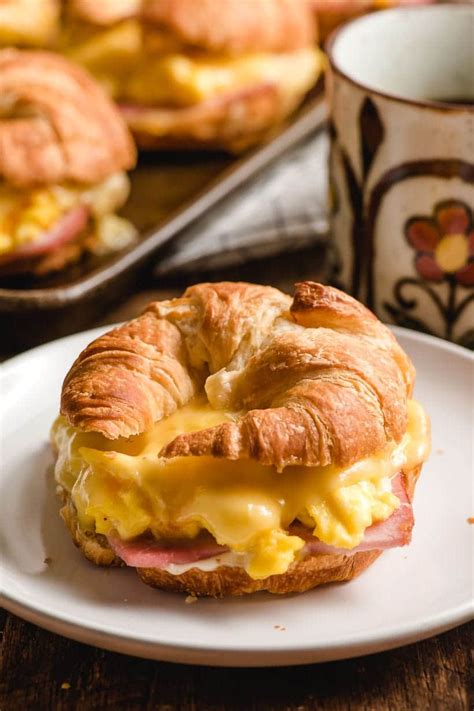 Breakfast Croissant Sandwiches With Ham And Cheese Neighborfood