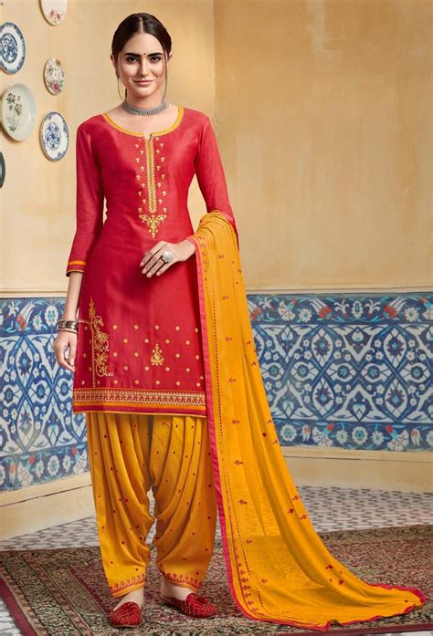 Pink Satin Cotton Patiyala Salwar Kameez In 2020 Patiala Suit Stitching Dresses Fashion