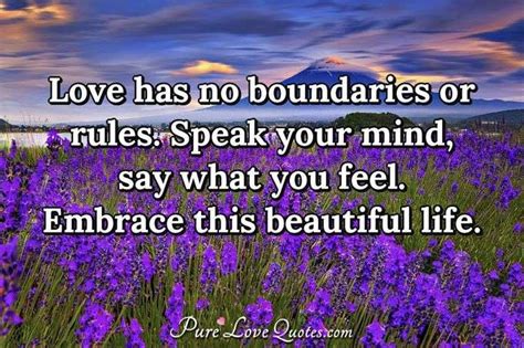 Submitted 18 days ago by clearinside. Love has no boundaries or rules. Speak your mind, say what you feel. Embrace... | PureLoveQuotes
