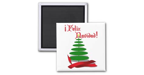 Feliz Navidad Christmas Tree With Red Ribbon Magnet Zazzle