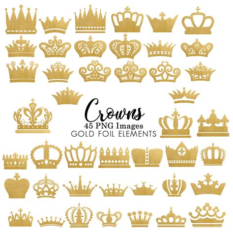 Gold Foil Crown Clipart Clip Art Instant Download Prince Etsy