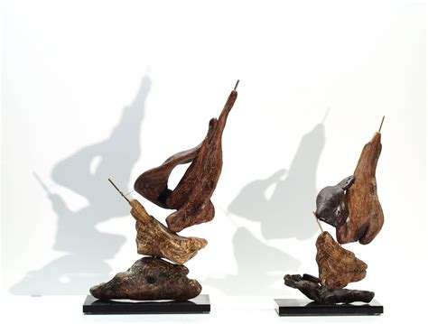 Sail In Waves Two Driftwood Sailboats Sculptures Abstract Home Decor