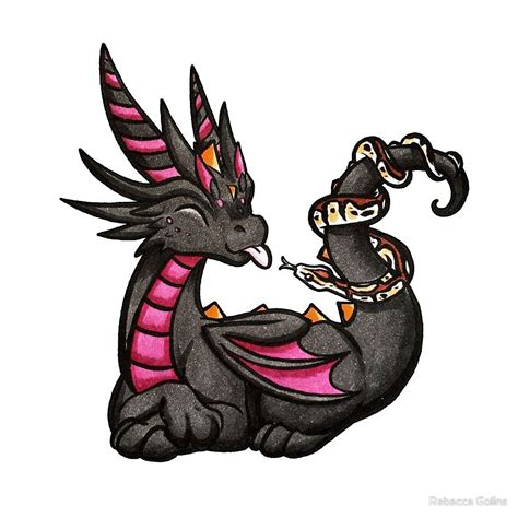 Dragon With Python By Rebecca Golins Cute Dragon Tattoo Cute Dragon Drawing Dragon Artwork