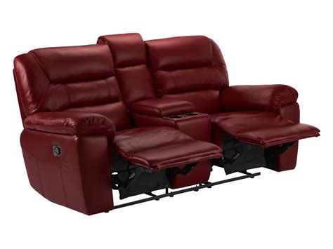 Devon Small Sofa With Manual Recliners Burgundy Leather