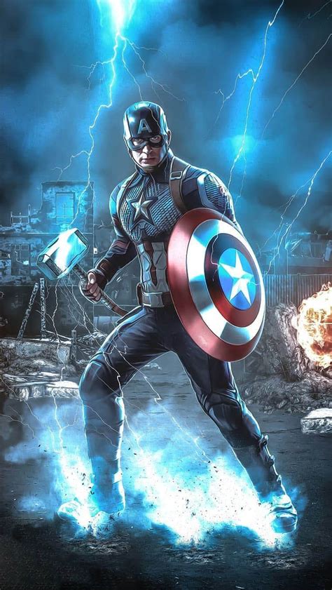 Captain America With Thor Hammer Iphone Wallpaper Iphone Wallpapers