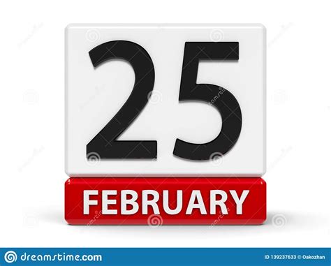 Cubes Calendar 25th February Stock Illustration Illustration Of