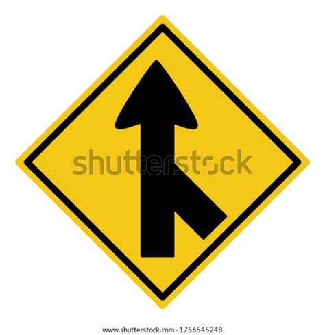 Merging Traffic Sign Merging Way Right Stock Vector Royalty Free