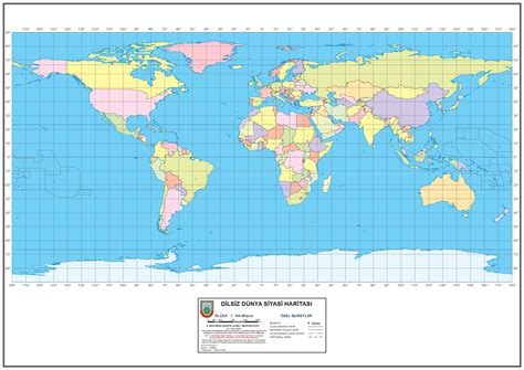 Dünya Dilsiz Siyasi ve Fiziki Haritası