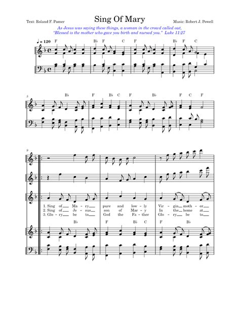 Sing Of Mary Sheet Music For Piano Mixed Quintet
