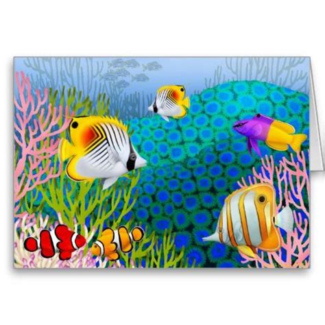 Colorful Caribbean Coral Reef Card Zazzle Com Coral Reef Color Paper Texture