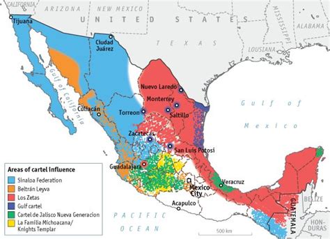 Territorial Divisions Between Mexicos Various Drug Cartels Maps