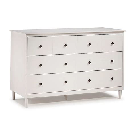 Welwick Designs Classic Mid Century Modern 6 Drawer White Solid Wood