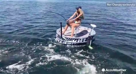 Lexis Chancey Was Reeling In A Fish From A Floating Platform In Stuart