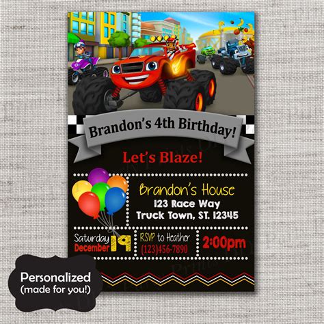 Everyone's favorite monster truck, blaze, is here to celebrate your little one's special day on this birthday party invitation. Pin by MLM Creative Designs on party Invites and ...