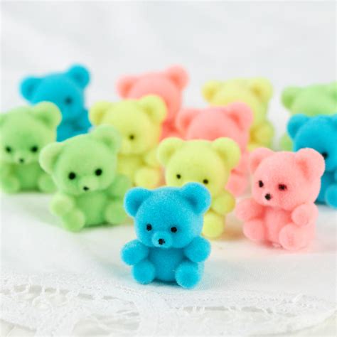 Miniature Flocked Teddy Bears Baby Shower Favors Baby Shower
