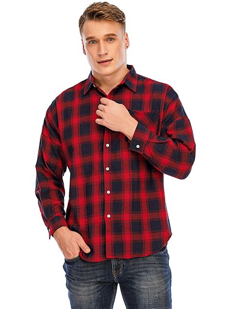 dodoing men s long sleeve flannel shirts plaid shirt plaid shirt mens button down shirt