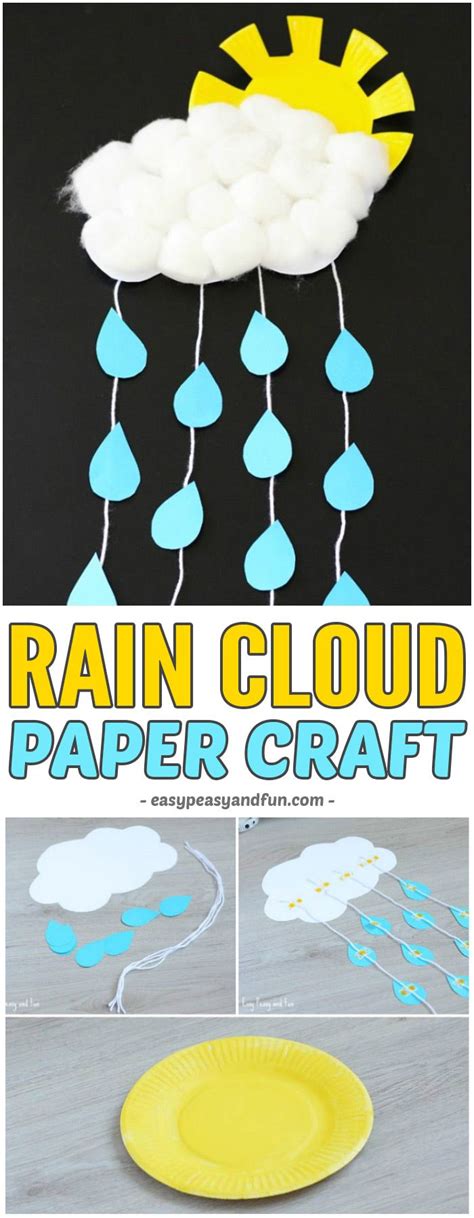 Rain Cloud Paper Craft With A Paper Plate Sun Spring Crafts For Kids