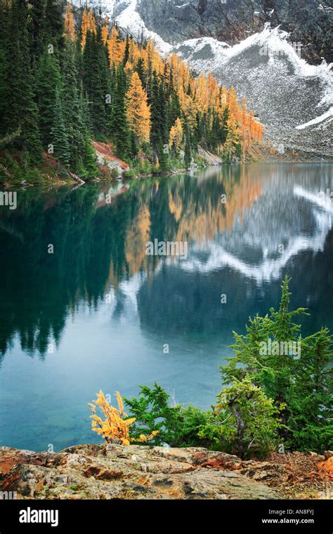 Shoreline Of Blue Lake North Cascades Stock Photo Alamy