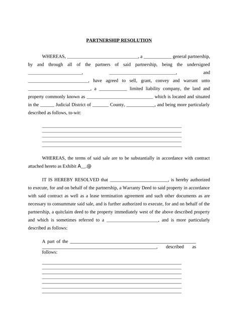 Partnership Resolution Sample Complete With Ease Airslate Signnow
