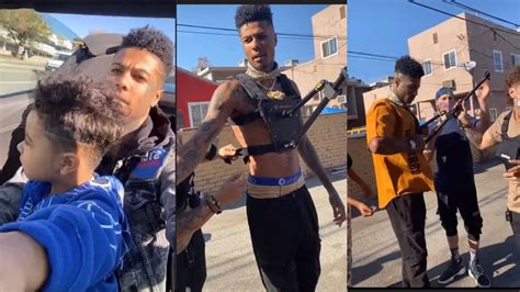 Blueface Lets His Son Drive His New Car And Does Stunts For A Music