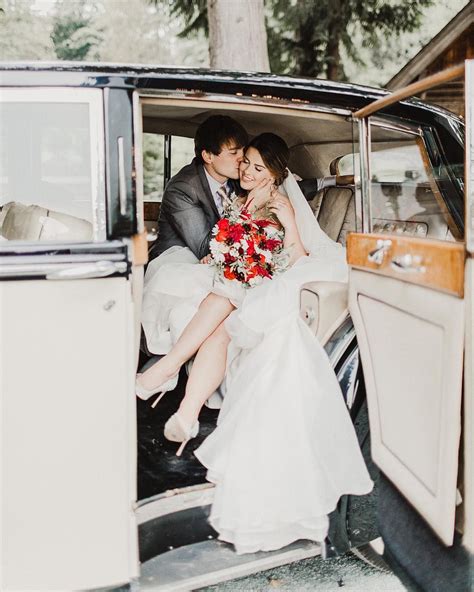 Bride And Groom Kissing In A Vintage Rolls Royce Via Julie Bulanov Photography V Vintage