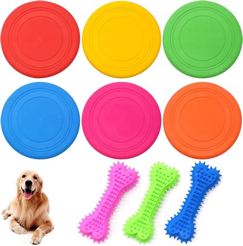 Dog Frisbee Disc Toyguador 6 Pcs Silicone Dogs Training Frisbee Non