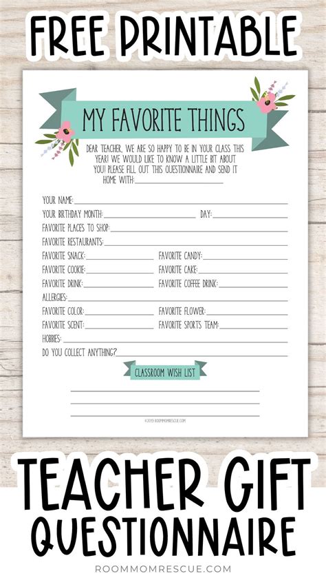 Get To Know The Teacher With This Free Printable Teacher Favorite