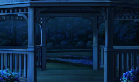 Ext Gazebo Pool House Night Background Episode Backgrounds Anime
