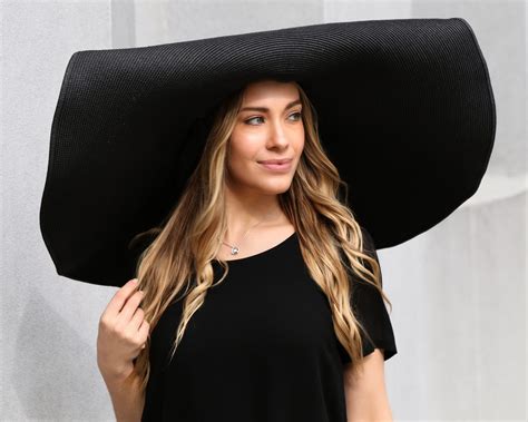 Oversized Brim Hat Wide Brimmed Black Hat Womens Boho Etsy