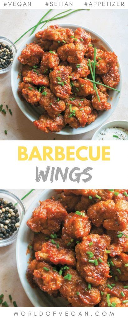 Once wings are done cooking, drained, and cooled for a few minutes, dredge in the flour/pepper mixture until well coated. Barbecue Seitan Wings | World of Vegan